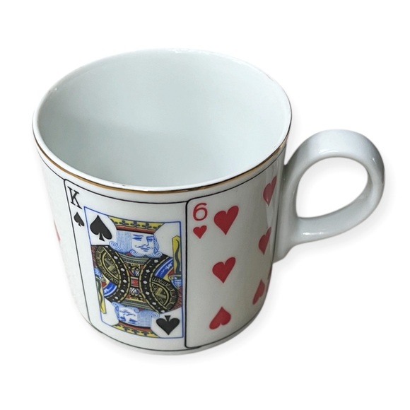 Set of 4 Horchow Demitasse Coffee Tea Cups w/ Playing Cards Poker Bridge Design - Picture 8 of 13